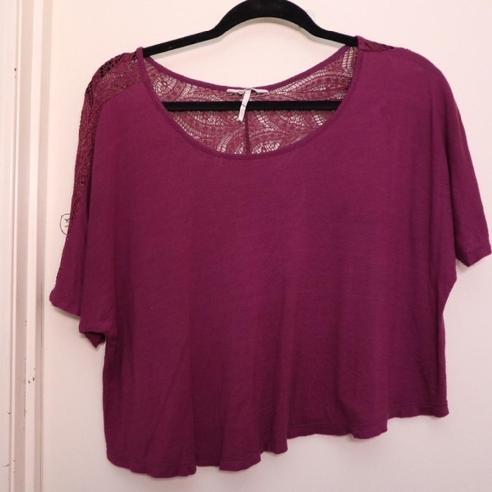 Purple Crop Top with Lace Back Size M